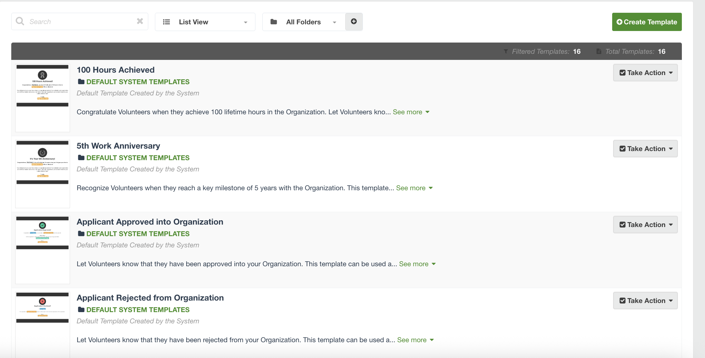screenshot of Bloomerang Volunteer